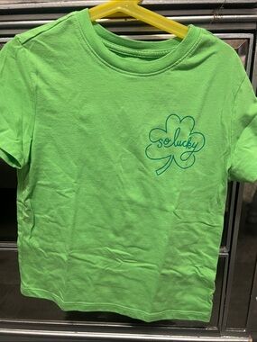Cat & Jack Lime Green "So Lucky" Shamrock Tee